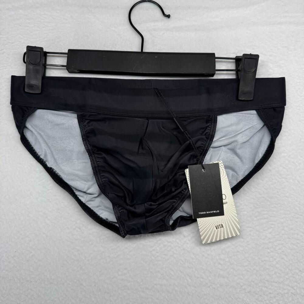 Todd Sanfield Swim Brief Men's Small Black High Tide Blackline Swimsuit NEW